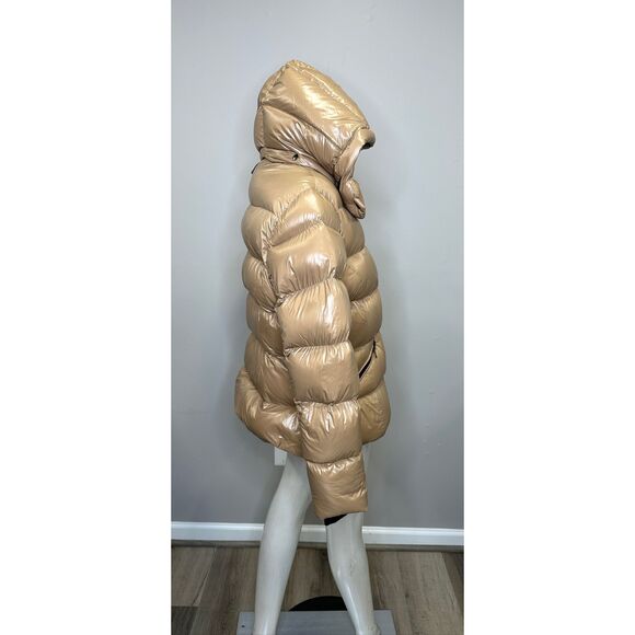 MADALYN lustrous light down jacket with hood for ladies in Camel Size XL $950 - Picture 9 of 12